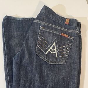 7 For All Mankind Dark Wash Bootcut Jeans Womens Size 29 "A Pocket" Island Jewel